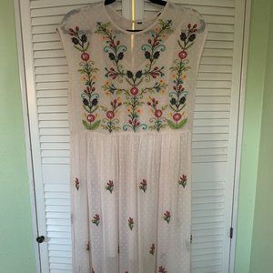 H&M Boho Embroidered Floral Dress Size Small